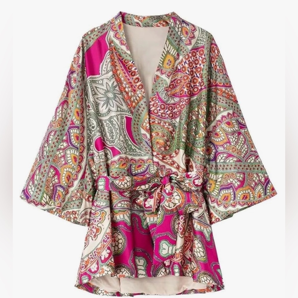 NWT Zara Kimono and pant set Size Small - Picture 3 of 14
